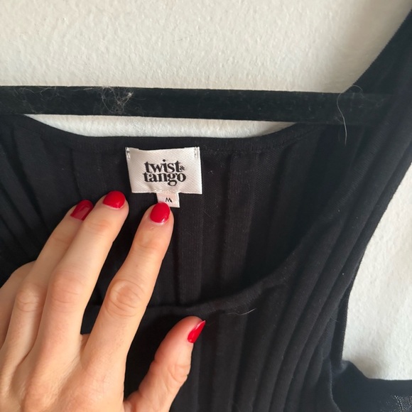 Twist & Tango Sz M Black Ribbed Knit Bodycon Maxi Cotton Dress - Picture 7 of 10